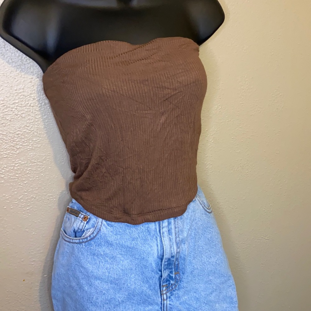 Brown Sleeveless crop top